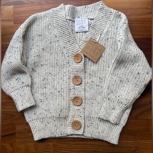 Mebie Baby Sweater Cardigan 🤍 Gray Flecked – 6-12M NWT